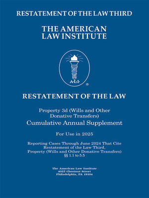 cover image of Restatement of the Law Third, Property (Wills and Other Donative Transfers)
